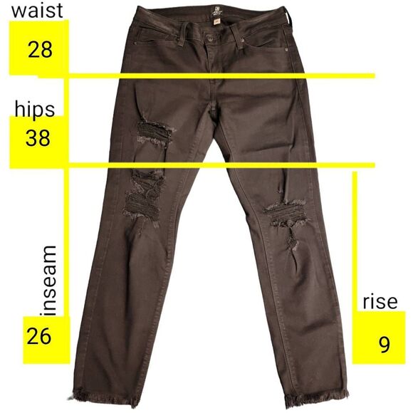 Just Black Cropped Distressed Ripped Raw Hem Torn Up Black Jeans - Picture 4 of 13